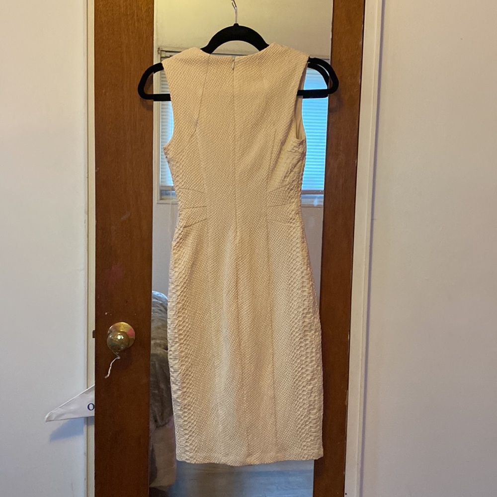 Cream Python Textured Pencil Dress - image 2